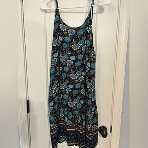 Floral Blue and Black Dress